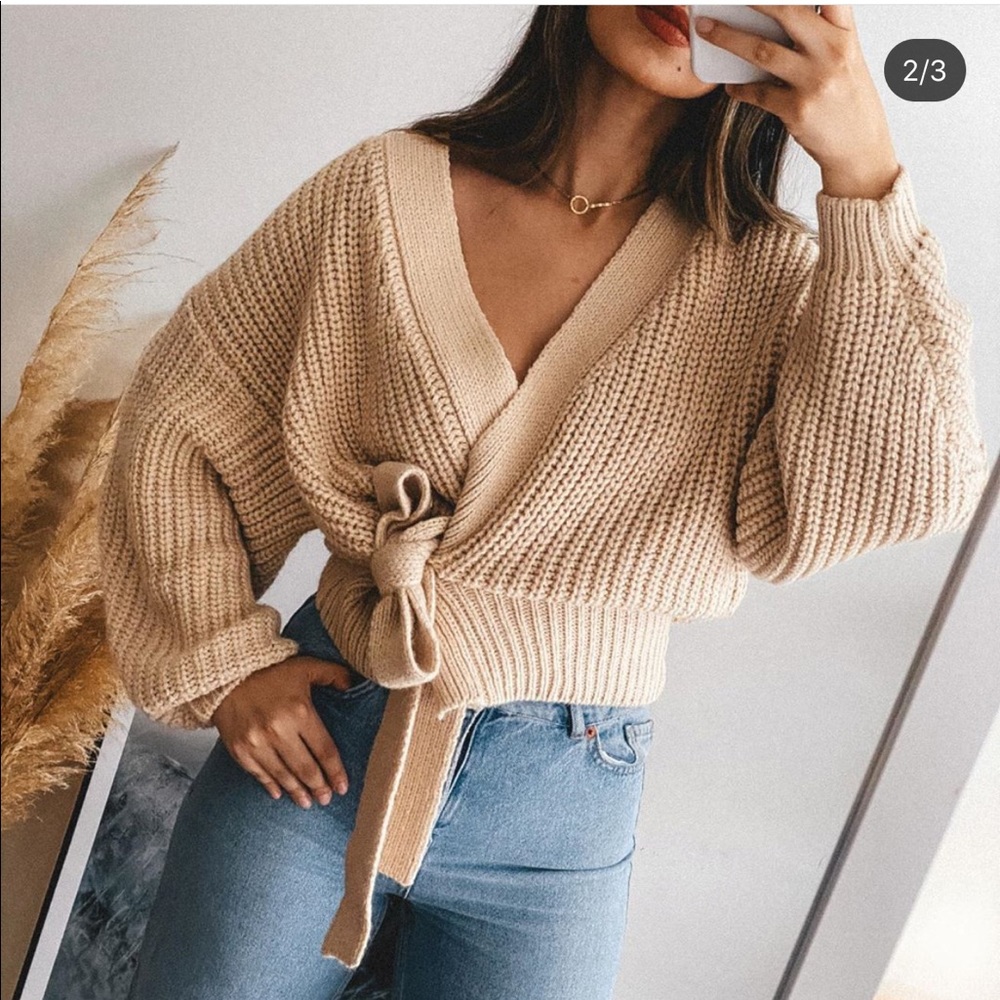 Zara Pink Wrap Sweater
